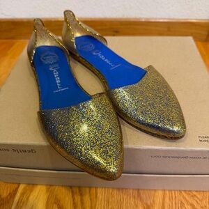 Jeffrey Campbell Gold Glitter Flats